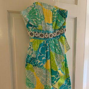 Lilly Pulitzer strapless crystl dress Lagoon Green